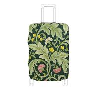 KLL Pink Carnation Green Leaves William Morris Elastic luggage case protective cover Washable covers for suitcases travel accessory Fit 18-32 Inch Luggage, Pink Carnation green leaves William Morris