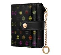 KLL Polka Dots Rainbow Black Women's Minimalist Folding Wallet Portable PU Leather Wallet With Card Slots for Girls Women Ladies