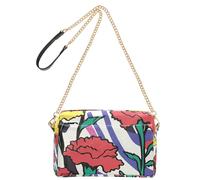 KLL Pop Art Carnation Fashion Small Crossbody Bags For Women Vegan Leather Womens Fashion Purses Zip Shoulder Handbag