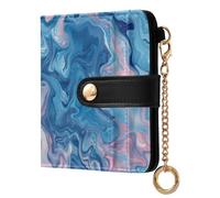 KLL Powder Blue Dreams Women's Folding Wallet Portable PU Leather Wallet for Women Girls