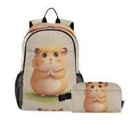 KLL Praying Little Hamster Bookbag For Teen Girls With Lunchbox Bags For School Boys 10-12