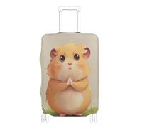KLL Praying Little Hamster Elastic travel luggage cover protector Scratch-Resistant Fit elastic suitcase covers luggage protection Fit 18-32 Inch Luggage, Praying little hamster, S 18-20 in
