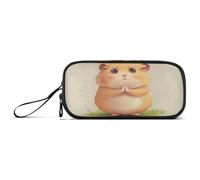 KLL Praying Little Hamster Nylon Pencil Bags with Zipper Big Capacity Pencil Cases for College Stationery Organizer for Elementary Girls