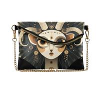 KLL PU Leather Clutch Purses for Women Zipper Foldover Evening Purses for Party Funny Animal Goddess Tarot