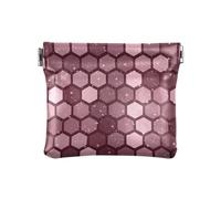 KLL PU Leather Small Coin Portable Mini Cosmetic Case for Ladies Handbag, Bee Pink Hexagon, Bee Pink Hexagon, 4.33"(L) x 3.74"(W) x 0.39"(H), Print