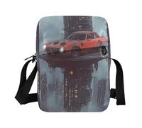 KLL Punk Tall Buildings Red Car messenger bag crossbody Vegan Leather Crossbody Bags For Women Casual Lady Shoulder Handbags
