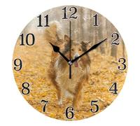 KLL Purebred Rough Collie Cute Dog Portrait Wall Clock, 10 Inch Silent Non-Ticking Battery Operated Decor Clock Round Wall Clocks for Home, Kitchen, Living Room, Office, Bedroom