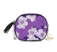 KLL Purple and White Floral Pattern Small Crossbody Purse for Womens Beauty with Adjustable Strap Cell Phone Purse Go shopping