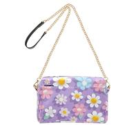 KLL Purple Colorful Florals Fashion Small Crossbody Bags Vegan Leather Casual Womens Purse Waterproof Shoulder Bag