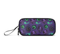 KLL Purple Dark Animal sea Nylon Large Pencil Bags Large Capacity Mesh Pen Pencil Case School Stationery for Office Adults