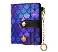 KLL Purple Dragon Scales Sparkling Women's Folding Card Wallet Portable PU Leather Bifold Wallet for Women Girls