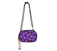 KLL Purple Flowers Black Colored Pencil Art Side Bag Crossbody Women Fashion with Adjustable Strap Casual Phone Chest Bag Go shopping
