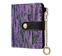 KLL Purple Lavender Beauty Summer Flowers Women's Folding Card Wallet Unique PU Leather Card Wallet for Women Girls