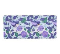 KLL Purple Morning Glory Flowers Birds Cartoon Style cool Mouse Pad for laptop for desktop cool desk Mouse Mat large 31.5 x 11.8in