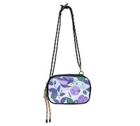 KLL Purple Morning Glory Flowers Birds Cartoon Style West Crossbody Purse Men Fashion with Adjustable Strap Casual Phone Chest Bag For Hiking Traveling
