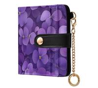 KLL Purple Violet Beauty Summer Flowers Women's Small Folding Wallet Waterproof Premium PU Leather Wallet for Women
