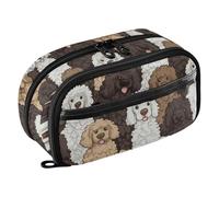 KLL PVC Pencil Bag Large Capacity With Slot Coin pouching (prop3) for Men High School Poodle Vivid Color Cute Dogs