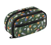 KLL PVC Pencil Bags Large Capacity With Compartment Storage Organizer (prop3) for Girls School Supply Colorful Various Pills Green