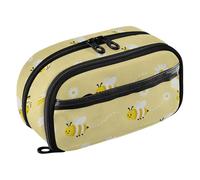 KLL PVC Pencil Box Large Capacity Multi-Purpose Stationery Organizer (prop3) for Preppy School Must Haves Bumble Bees Yellow Cute