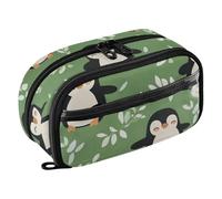 KLL PVC Pencil Carrying Case Large Capacity High Capacity Stationery Bag (prop3) for Adults School Supplies Cartoon Cute Penguin Green