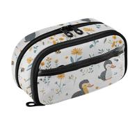 KLL PVC Pencil Case Box Large Capacity Portable Desk Organizer (prop3) for College Student College Cartoon Sweet Platypus White