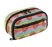 KLL PVC Pencil Case Organizer Large Capacity Standing Stationery Organizer (prop3) for Adults Elementary Cartoon Cute Strawberry Rainbow Color