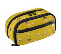 KLL PVC Pencil Cases Large Capacity durables Stationery Organizer (prop3) for Student School Yellow Honeybee Flower