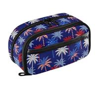 KLL PVC Pencil Cases Large Capacity Multi-Purpose Stationery Organizer (prop3) for Teacher Cosmetics Red and Blue Coconut Trees