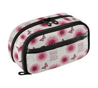 KLL PVC Pencil Holder Large Capacity Zip Desk Organizer (prop3) for Girls Elementary Blessed by God Loved by Jesus Pink Sunflower