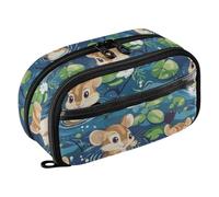 KLL PVC Pencil Organizer Case Large Capacity durables Desk Organizer (prop3) for Boys High School Cartoon Cute chipmunks Mouse A River