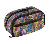 KLL PVC Pencil Organizer Case Large Capacity Multi-Slot Stationery Bag (prop3) for Adolescentes College Colorful Strange Friends