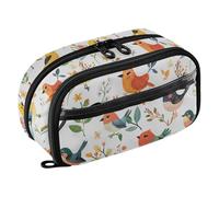 KLL PVC Pencil Organizer Case Large Capacity Simple Desk Organizer (prop3) for Preppy Kindergarten Cartoon Sweet Bird White