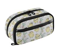 KLL PVC Pencil Pen Case Large Capacity Cute Stationery Pencil Case (prop3) for Women School Supply Hand-drawn Easter Chicks Seamless Pattern