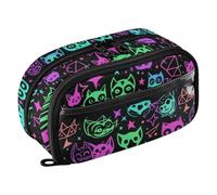 KLL PVC Pencil Pen Case Large Capacity Lightweight Stationery Organizer (prop3) for Adults School Supplies Cute Cartoon Witchcraft Cats Bright