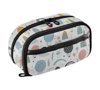 KLL PVC Pencil Pouches Large Capacity Multi-Purpose Stationery Pencil Case (prop3) for Man Cosmetics Hand-drawn Minimalist Rainbow Hot Air Balloon