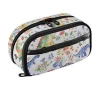 KLL PVC Pencil pouching Large Capacity Standing Stationery Organizer (prop3) for College Student Travel Cartoon Dinosaur White