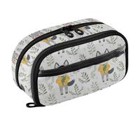 KLL PVC Pencil Storage Case Large Capacity Cute Stationery Storage (prop3) for Women Preppy School Supplies Cartoon-style Wolf Green Leaves