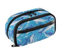 KLL PVC Pencil Storage Case Large Capacity Large Organizer Box (prop3) for Teens Kindergarten Cartoon Great White Shark Sky Blue