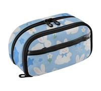 KLL PVC Pencil Storage Case Large Capacity Zip Stationery Bag (prop3) for College Student Travel Cute Cartoon White Rabbit