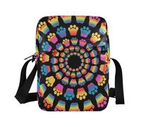 KLL Rainbow Color Foot Prints messenger bags Vegan Leather Small Crossbody Bags For Women Shopping Lady Shoulder Handbags
