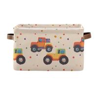 KLL Rainbow monsters Truck Car Terracotta storage baskets, foldable and waterproof durables fabric cube storage bins with sturdy handle bag Decorar set of 2 for kids kids gift
