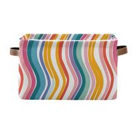 KLL Rainbow Waves Colorful storage baskets, collapsable and waterproof decorative baskets with sturdy handle tub square square 2 pack for bathroom bathroom clothing