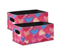 KLL Red and Blue Sweet Heart foldable Felt durables fabric cube storage bins for cloth linen cloth baskets