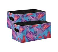 KLL Red and Blue Triangles Street Art folding Felt baskets for storage containers for blanket tall foldable storage cubes baskets