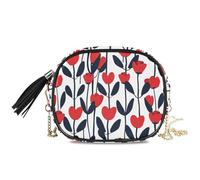KLL Red Flower Pattern Modern Womens Purses Crossbody Men Waterproof with Adjustable Strap Cell Phone Purse Walk the dog