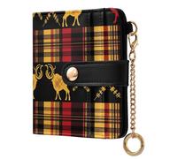 KLL Red Yellow Black Buffalo Plaid Ladies Premium Foldable Wallet Cute PU Leather Folding Wallet for Women Boys Girls