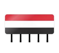 KLL Republic of Yemen Flag Black Red Keys Holder on Wall with Mail Organizer & 5 Self-Adhesive Hanging Decorative Wall Hook for House Decor Living Room Hallway