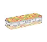 KLL Retro 70s Groovy Daisy Floral Designed Plastic Pencil Box