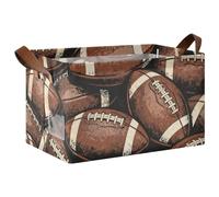 KLL Retro American Football Pattern Decorative Fabric Storage Baskets with Handles Foldable Closet Organizer for Shelves for Book, and Clothes Living Room 2 Pack caja para guardar cosas