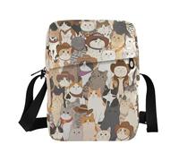 KLL Retro Cartoon Western Cowboy Cat cute messenger bag Vegan Leather Shoulder Crossover Bag Shopping Lady Shoulder Handbags